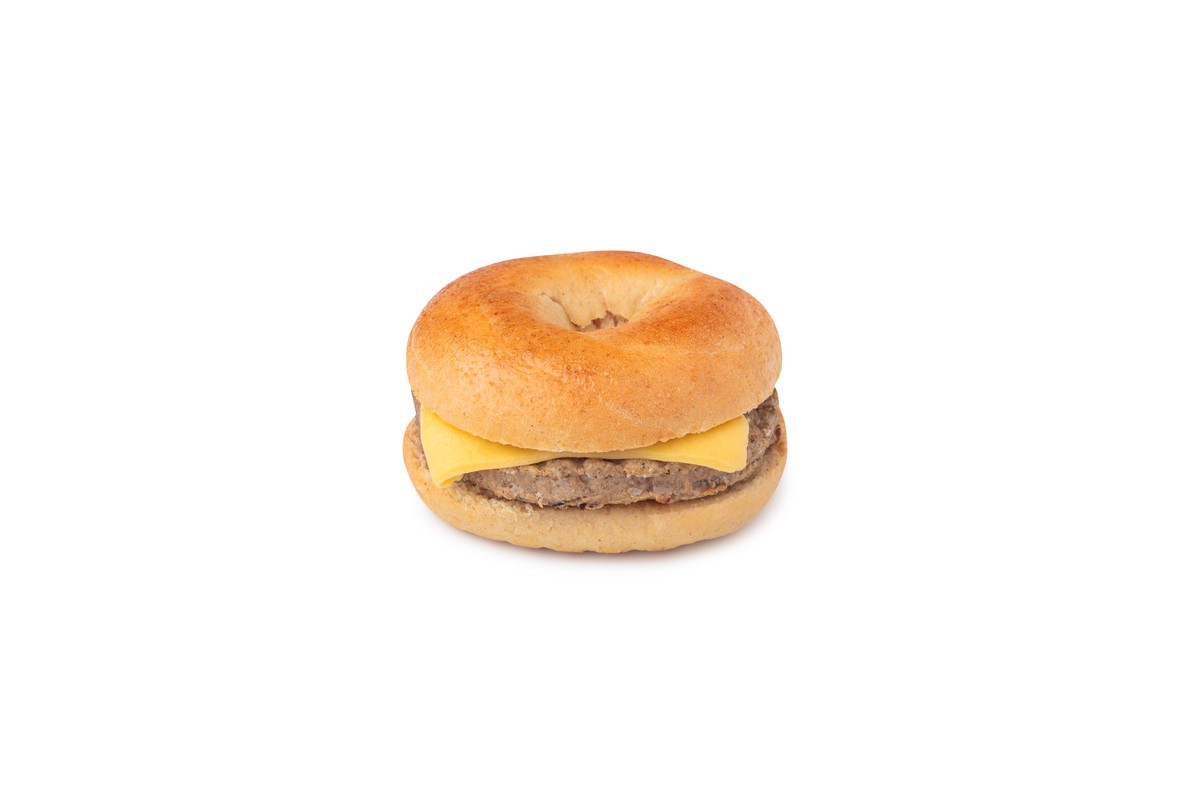 Beef Sausage & Cheese on a Whole Grain Mini Bagel