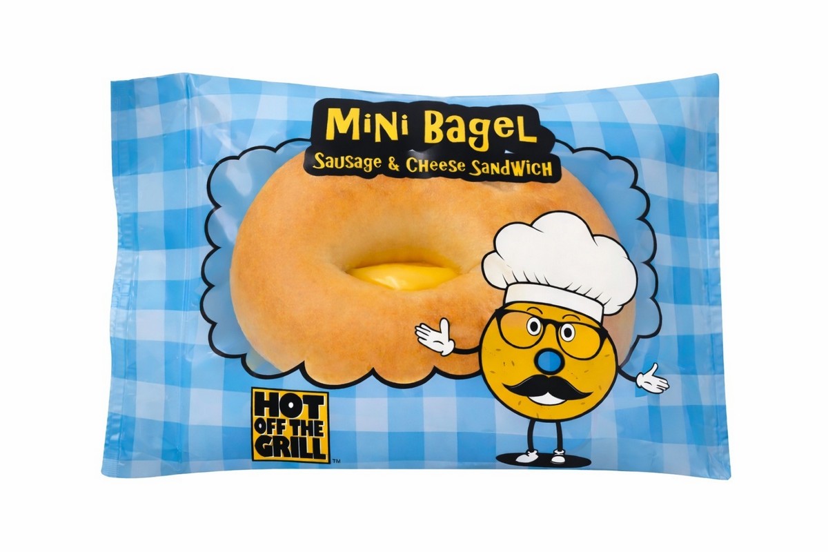 Beef Sausage & Cheese on a Whole Grain Mini Bagel