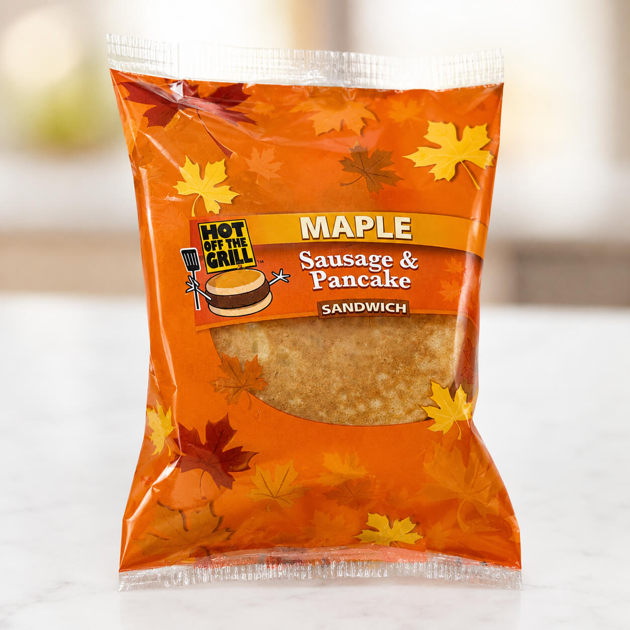 Maple Seasoned Beef Sausage & Pancake Breakfast Sandwich
